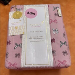 Papyrus Pink Bow Pattern King Sheet Set